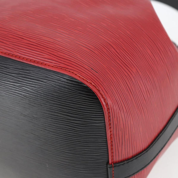 LOUIS VUITTON Epi Petit Noe Shoulder Bag Bicolor Black Red M44017 LV Auth 165754