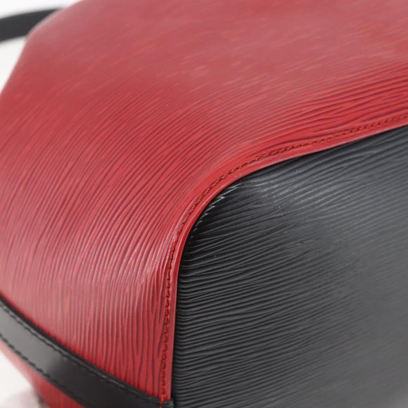LOUIS VUITTON Epi Petit Noe Shoulder Bag Bicolor Black Red M44017 LV Auth 165754