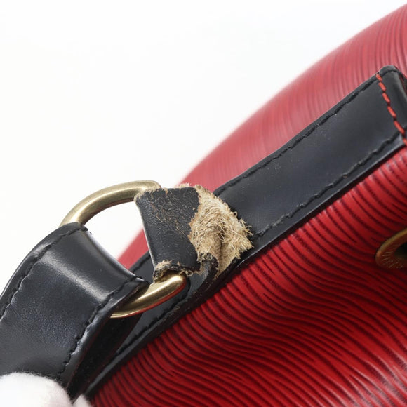 LOUIS VUITTON Epi Petit Noe Shoulder Bag Bicolor Black Red M44017 LV Auth 165754