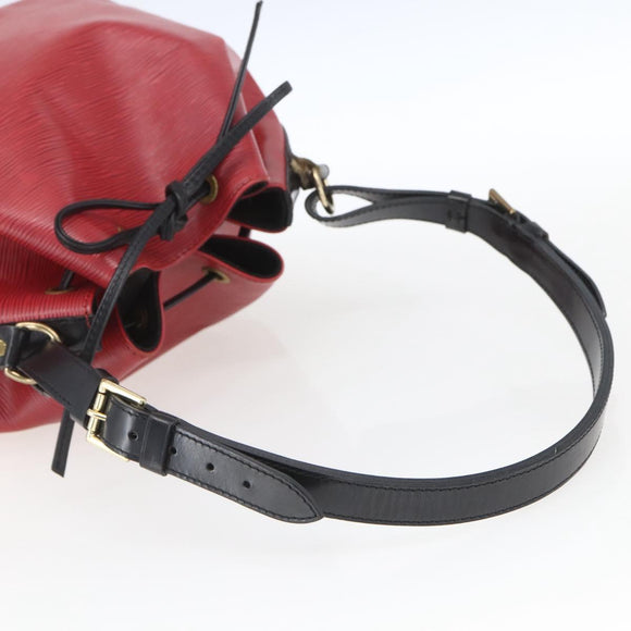 LOUIS VUITTON Epi Petit Noe Shoulder Bag Bicolor Black Red M44017 LV Auth 165754