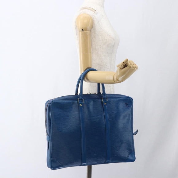 LOUIS VUITTON Epi Porte Documents Voyage Businesstasche Blau M54475 LV Auth 165756