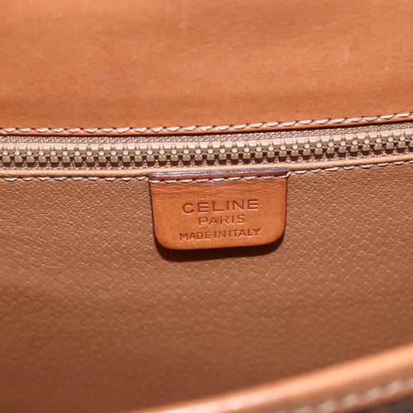 CELINE Macadam Canvas Shoulder Bag PVC Leather Brown Gold Auth 165760