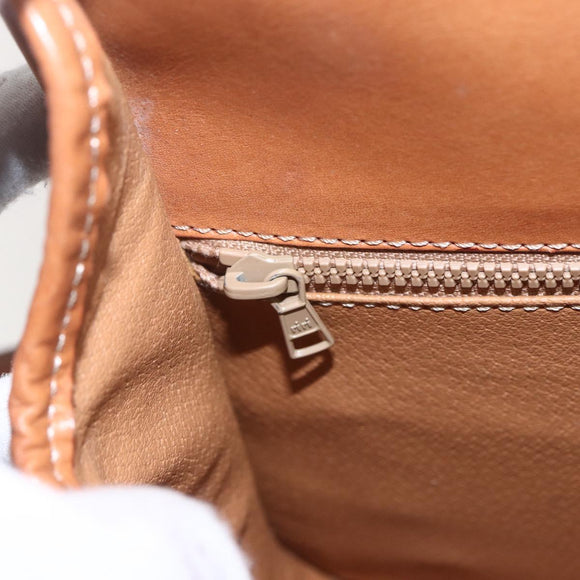 CELINE Macadam Canvas Shoulder Bag PVC Leather Brown Gold Auth 165760