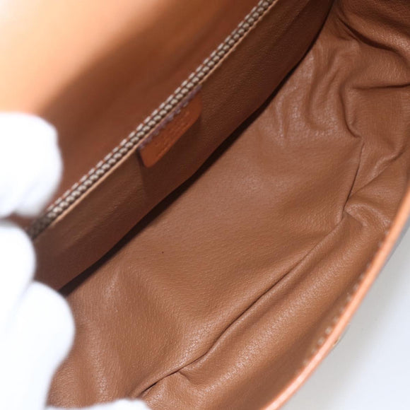 CELINE Macadam Canvas Shoulder Bag PVC Leather Brown Gold Auth 165760