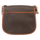 CELINE Macadam Canvas Shoulder Bag PVC Leather Brown Gold Auth 165760-3
