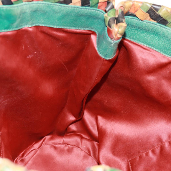 Miu Miu Chain Hand Bag Leather Multicolor Silver Auth 165767V