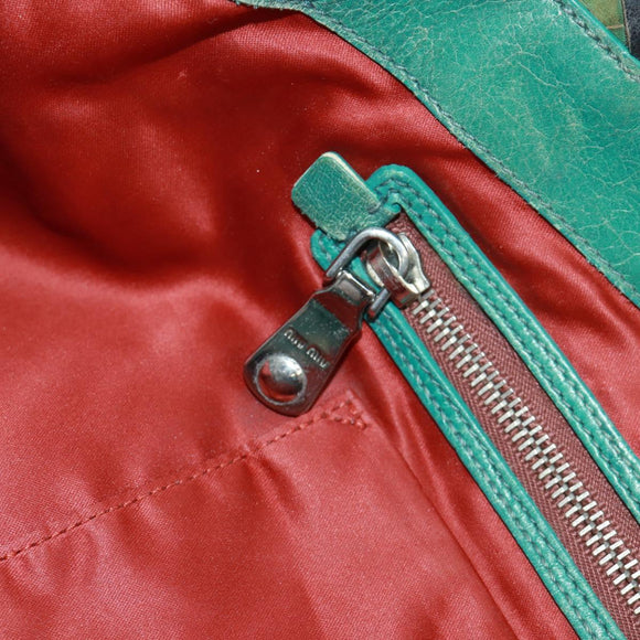 Miu Miu Handtas met Ketting Leer Meerkleurig Zilver Auth 165767V