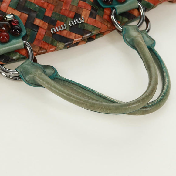 Miu Miu Handtas met Ketting Leer Meerkleurig Zilver Auth 165767V