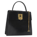 CELINE Hand Bag Leather Black Gold Auth 165770-1