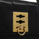 CELINE Hand Bag Leather Black Gold Auth 165770-15