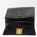 CELINE Hand Bag Leather Black Gold Auth 165770-16