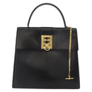 CELINE Hand Bag Leather Black Gold Auth 165770-2