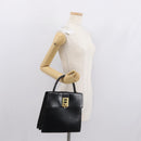 CELINE Hand Bag Leather Black Gold Auth 165770-27