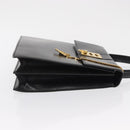 CELINE Hand Bag Leather Black Gold Auth 165770-4