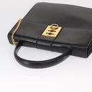 CELINE Hand Bag Leather Black Gold Auth 165770-6