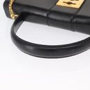CELINE Hand Bag Leather Black Gold Auth 165770-7