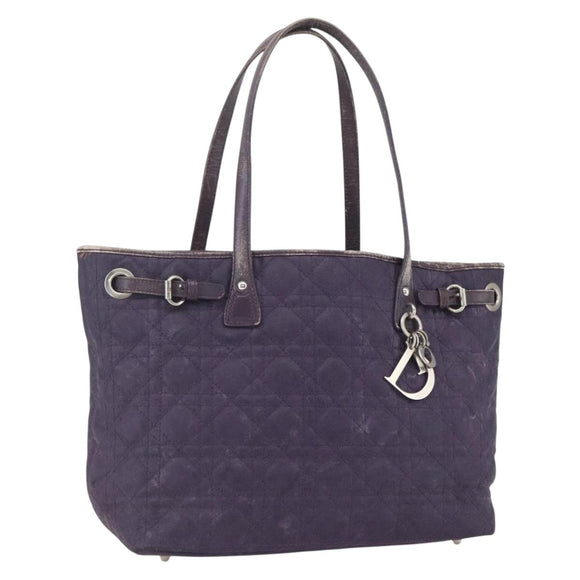 Christian Dior Canage Tote Bag Canvas Purple Silver Auth 165771