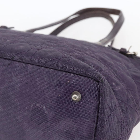 Christian Dior Canage Tote Bag Canvas Purple Silver Auth 165771