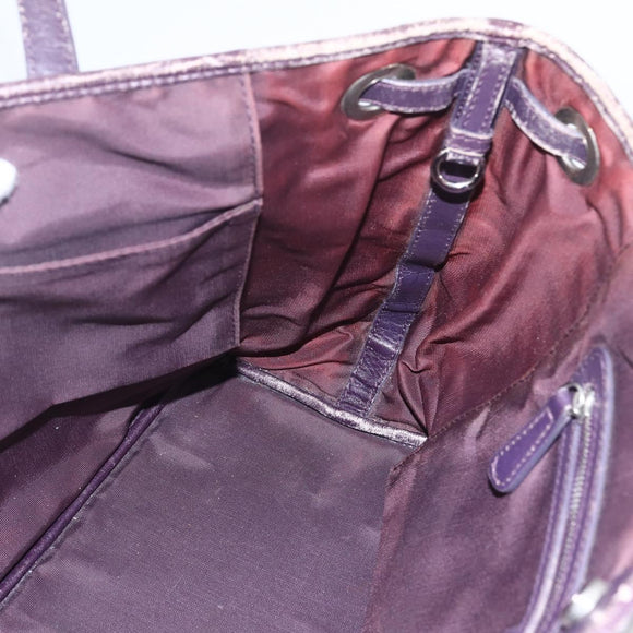 Christian Dior Canage Tote Bag Canvas Purple Silver Auth 165771
