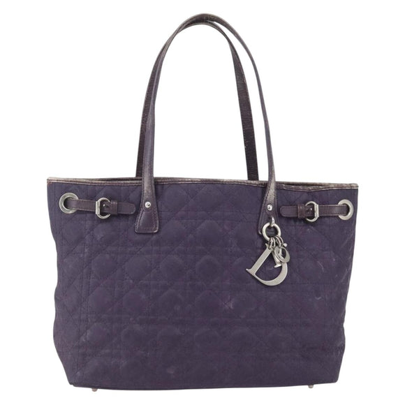Christian Dior Canage Tote Bag Canvas Purple Silver Auth 165771