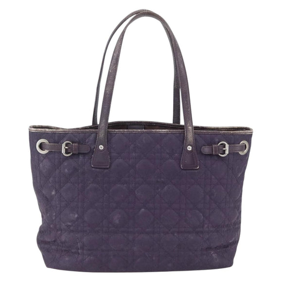 Christian Dior Canage Tote Bag Canvas Purple Silver Auth 165771
