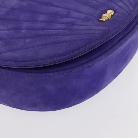 TIFFANY&Co. Chain Shoulder Bag Suede 2way Purple Gold Auth 165775