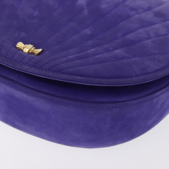 TIFFANY&Co. Chain Shoulder Bag Suede 2way Purple Gold Auth 165775