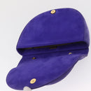 TIFFANY&Co. Chain Shoulder Bag Suede 2way Purple Gold Auth 165775-10