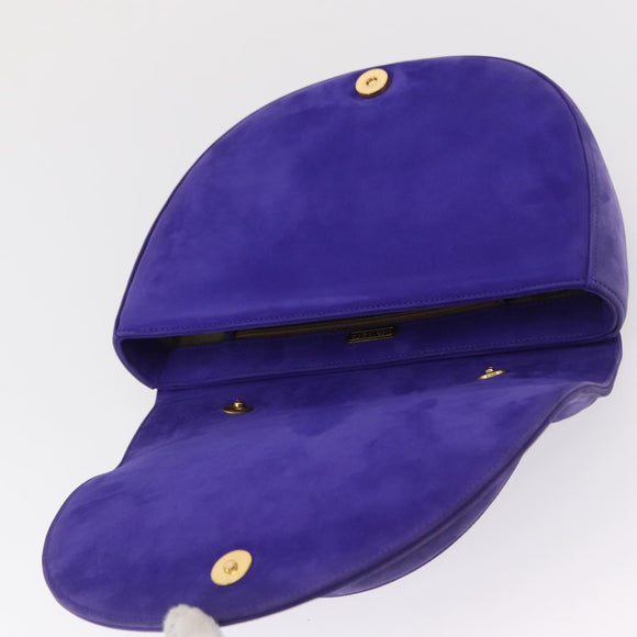 TIFFANY&Co. Chain Shoulder Bag Suede 2way Purple Gold Auth 165775