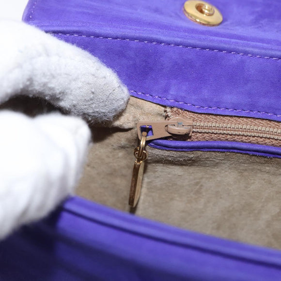 TIFFANY&Co. Chain Shoulder Bag Suede 2way Purple Gold Auth 165775