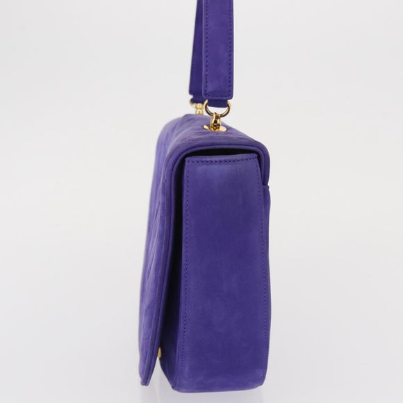 TIFFANY&Co. Chain Shoulder Bag Suede 2way Purple Gold Auth 165775