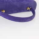 TIFFANY&Co. Chain Shoulder Bag Suede 2way Purple Gold Auth 165775-7