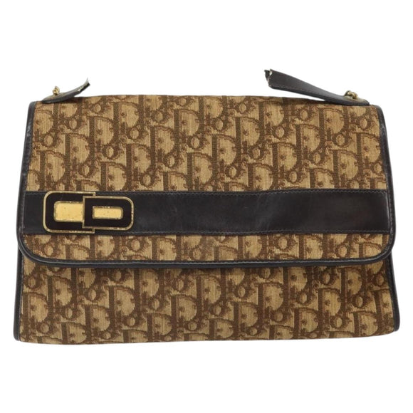 Christian Dior Trotter Canvas Romantic Hand Bag 2way Beige Gold Auth 165776