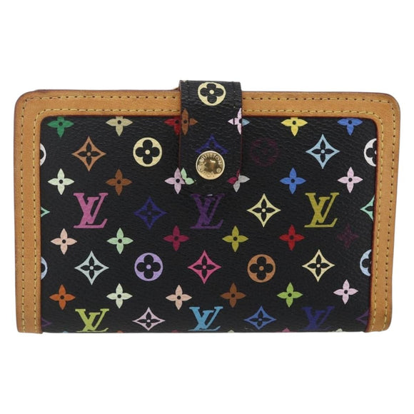 LOUIS VUITTON Multicolor Portefeuille Viennois Wallet Black M92988 Auth 165799V