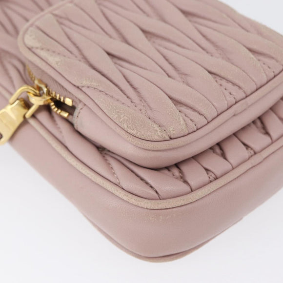 Miu Miu Matelasse Pouch Chain Shoulder Bag Leather Pink Gold Auth 165800