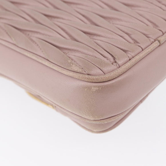 Miu Miu Matelasse Pouch Chain Shoulder Bag Leather Pink Gold Auth 165800