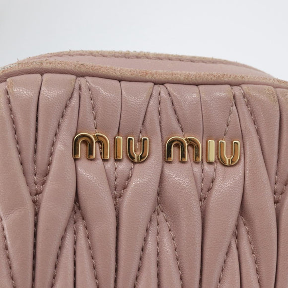 Miu Miu Matelasse Pouch Chain Shoulder Bag Leather Pink Gold Auth 165800