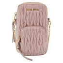 Miu Miu Matelasse Pouch Chain Shoulder Bag Leather Pink Gold Auth 165800-13