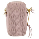 Miu Miu Matelasse Pouch Chain Shoulder Bag Leather Pink Gold Auth 165800-2