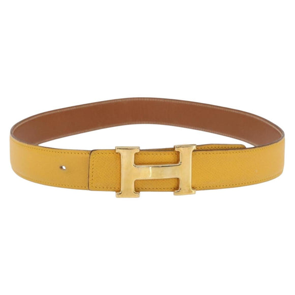 HERMES Constance 75 Gürtel Leder 36.6"" Gelb Auth 165811