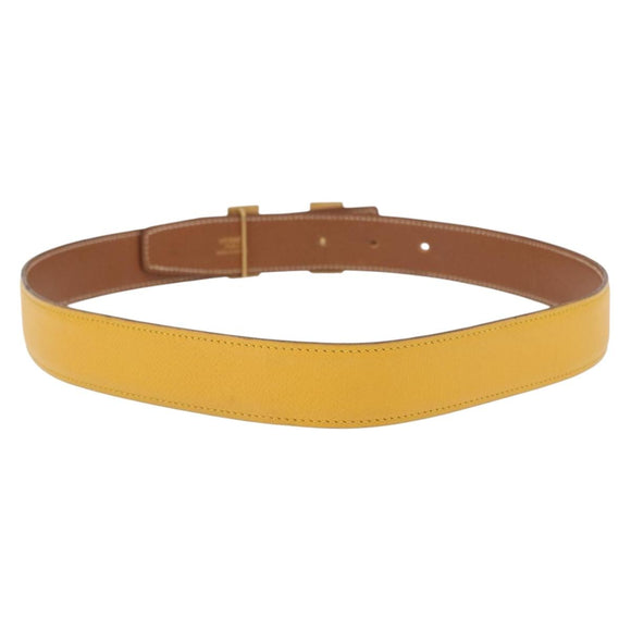 HERMES Constance 75 Belt Leather 36.6"" Yellow Auth 165811