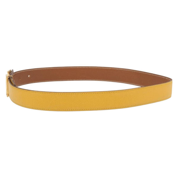 HERMES Constance 75 Belt Leather 36.6"" Yellow Auth 165811