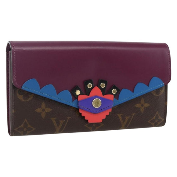 LOUIS VUITTON Monogram Totem Portemonnaie Sarah Long Wallet M61347 Auth 165813V