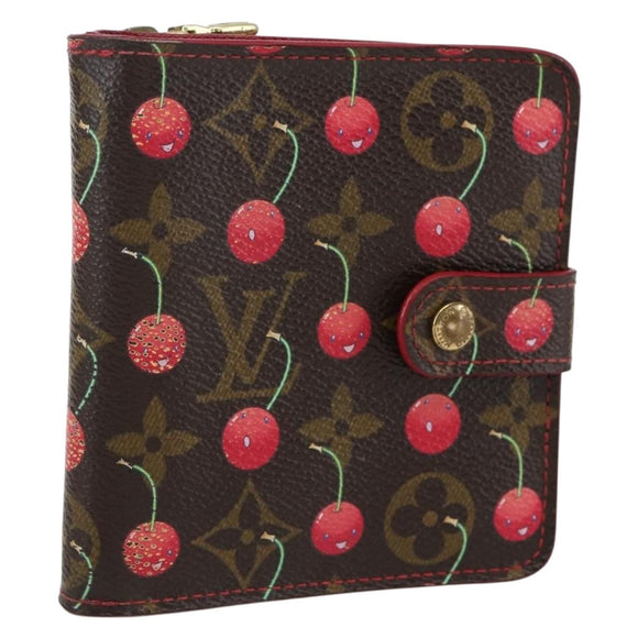 LOUIS VUITTON Monogram Cherry Compact Zip Portemonnee M95005 LV Auth 165814V