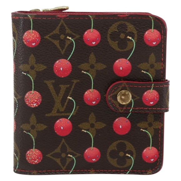 LOUIS VUITTON Monogram Cherry Compact Zip Portemonnee M95005 LV Auth 165814V
