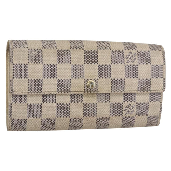 LOUIS VUITTON Damier Azur Portefeuille Sarah Long Wallet N61735 LV Auth 165815