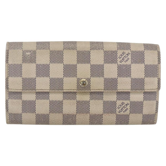 LOUIS VUITTON Damier Azur Portefeuille Sarah Long Wallet N61735 LV Auth 165815