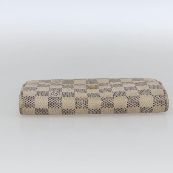 LOUIS VUITTON Damier Azur Portefeuille Sarah Long Wallet N61735 LV Auth 165815