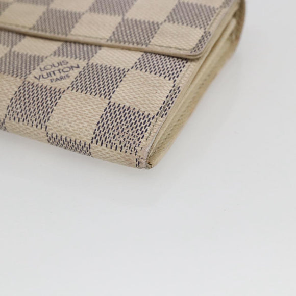 LOUIS VUITTON Damier Azur Portefeuille Sarah Long Wallet N61735 LV Auth 165815