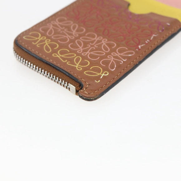 LOEWE Anagram Fragment Case Card Case Leather Multicolor Auth 165822